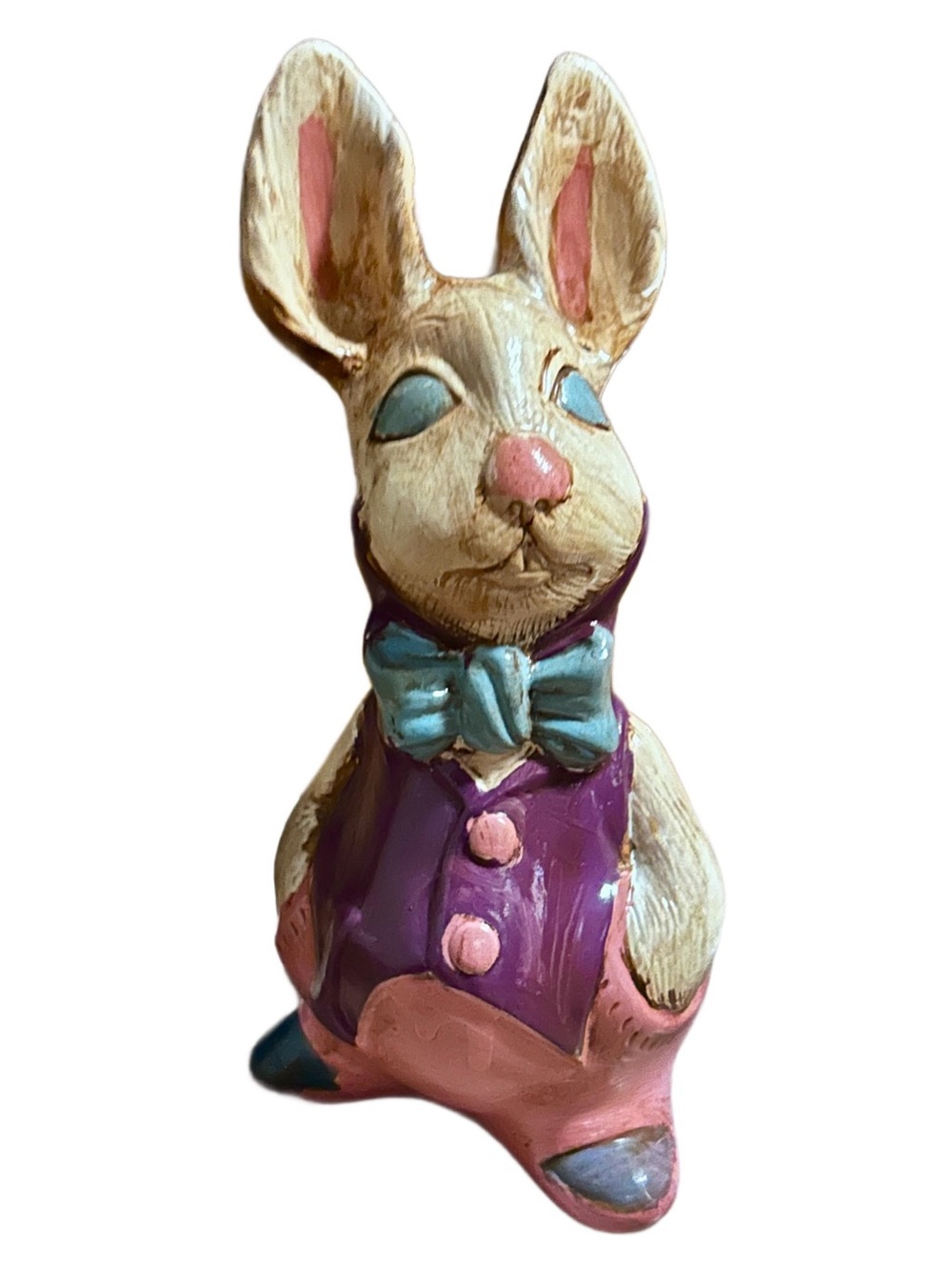 Handmade ~ 1950’s ~ Mold ~ 9" in. Multi-Colors ~ Ceramic Easter Bunny Rabbit